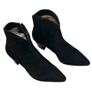 Bernardo Studio Black Suede Zip Western Cowboy Ankle Boots Womens 8.5M New $298